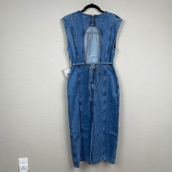 NWT DALA 31 Open Back Column Dress Cornflower Blue Denim Midi Sz 31 - Picture 4 of 10